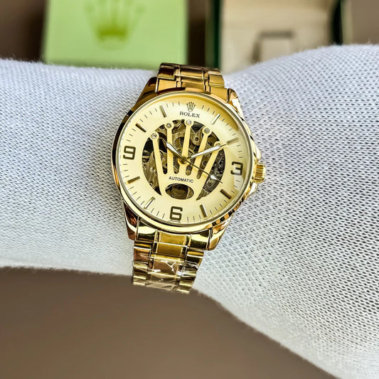 Rolex Skeleton Watch Golden Automatic